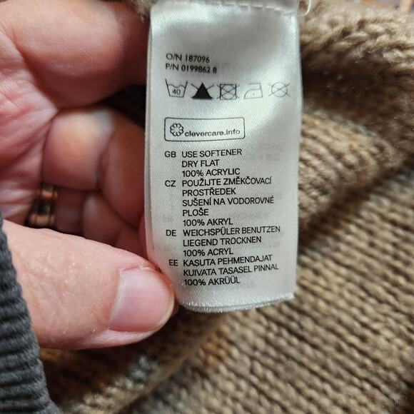 H&M Beige Lt Brown Neutral Earthy Relaxed Knit Comfy Pullover Sweater Womens XL - Picture 4 of 8